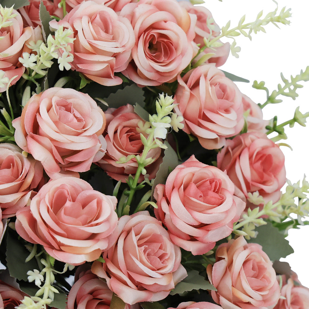 24-Inch Artificial Rose Decoration, UV Resistant Lifelike Faux Floral Plant for Indoor & Outdoor Decor, 2 Pots per Set (Pink)